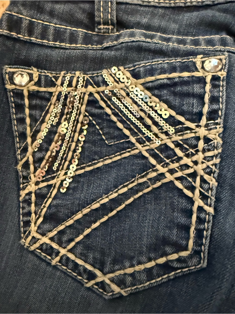 Ariat Dark Blue Jeans with Sequin Pocket Detail